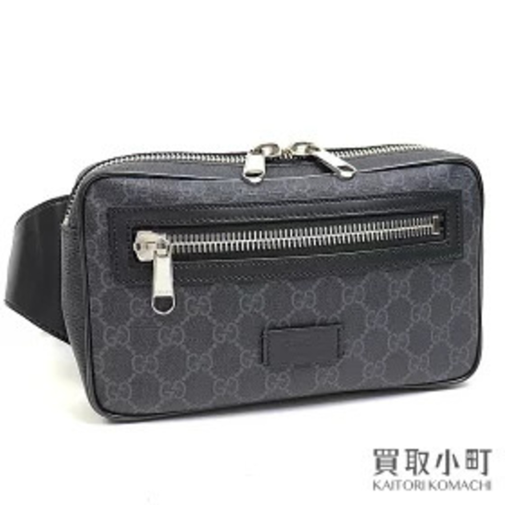 Gucci Soft GG Supreme Canvas Belt Bag Black Gray Web Hip Crossbody Plus